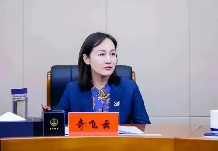 这位女官员的气质令人过目不忘——她身着一袭剪裁利落的蒙古袍站在环保会议现场，银质