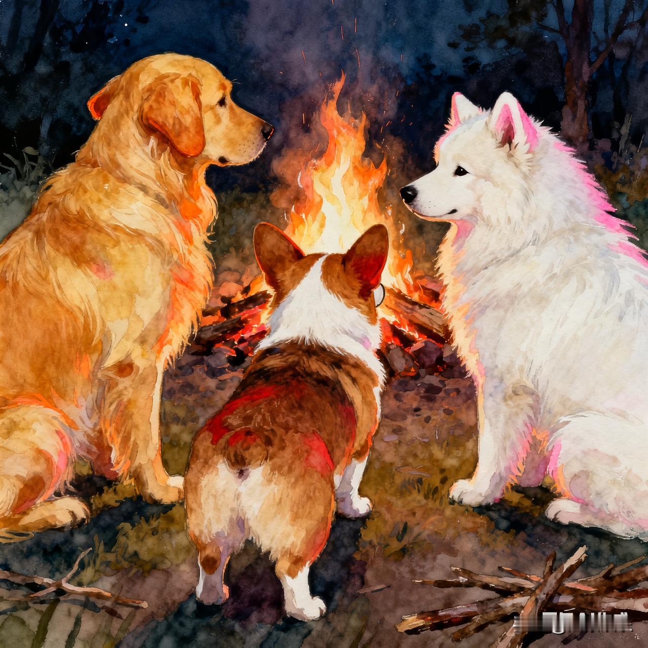 三只狗狗在家排排坐烤火看到三只狗狗在家排排坐烤火的画面，简直太治愈啦！就像救助