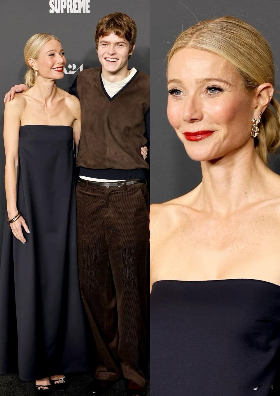 小辣椒带儿子亮相红毯，好像马山芋‼️“小辣椒”格温妮丝·帕特洛今天出席新片《马