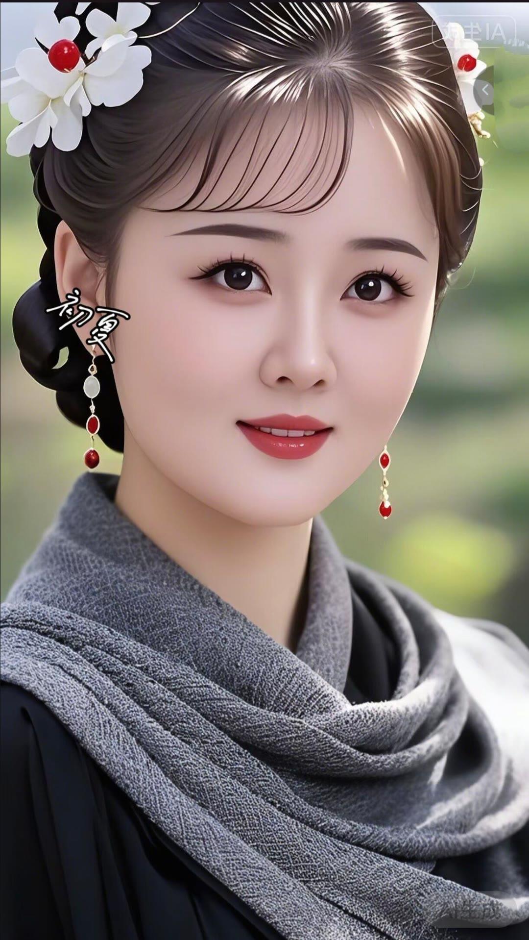 古风美女，花簪点缀，温婉动人，韵味十足。