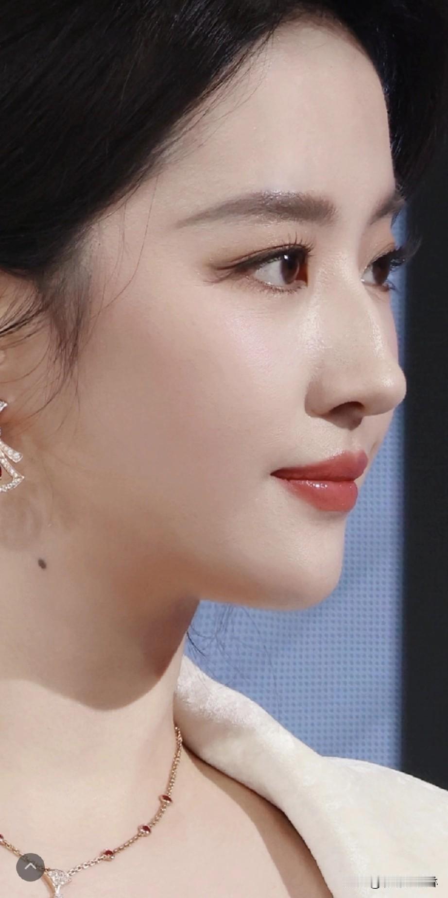 优雅侧颜，闪耀耳环，温柔红唇，尽显女性魅力