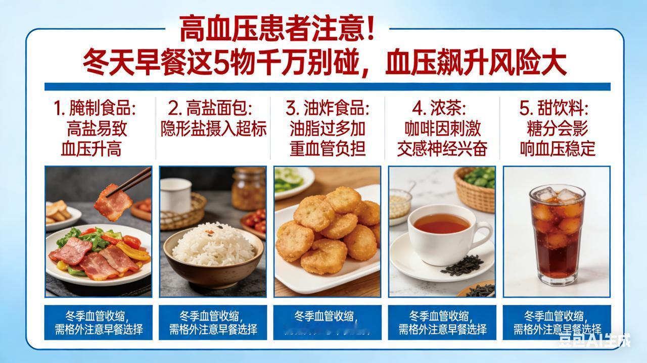 高血压患者注意！冬天早餐这5物千万别碰，血压飙升风险大这是一个兼具专业深度