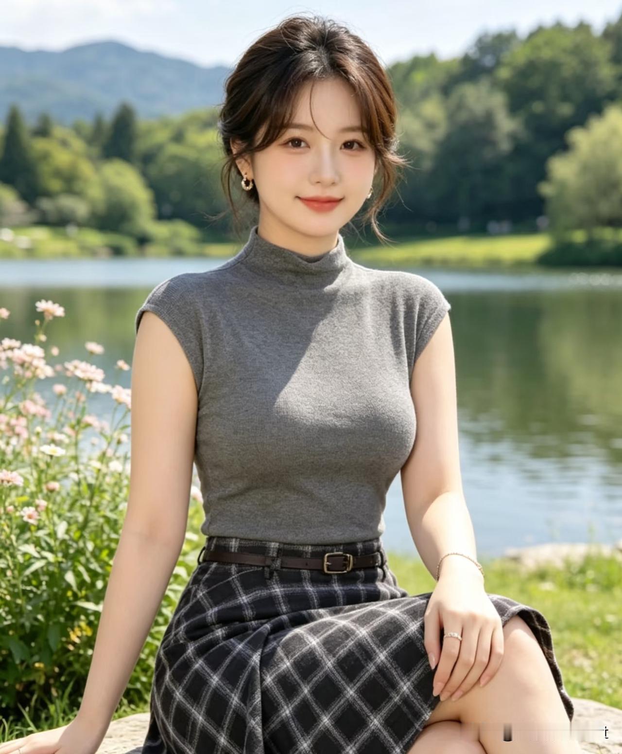 西江月·晴湖小坐晴日湖光如镜，柔风轻拂眉弯。山花无意映衣闲，浅笑盈盈