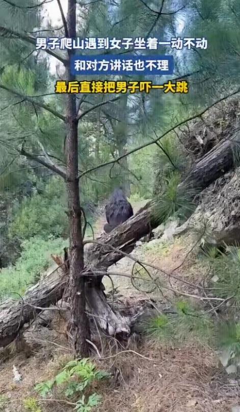 “这是什么行为艺术？”男子爬山途中遇到一个长发黑衣女子蹲坐在前面，而且背对自己一