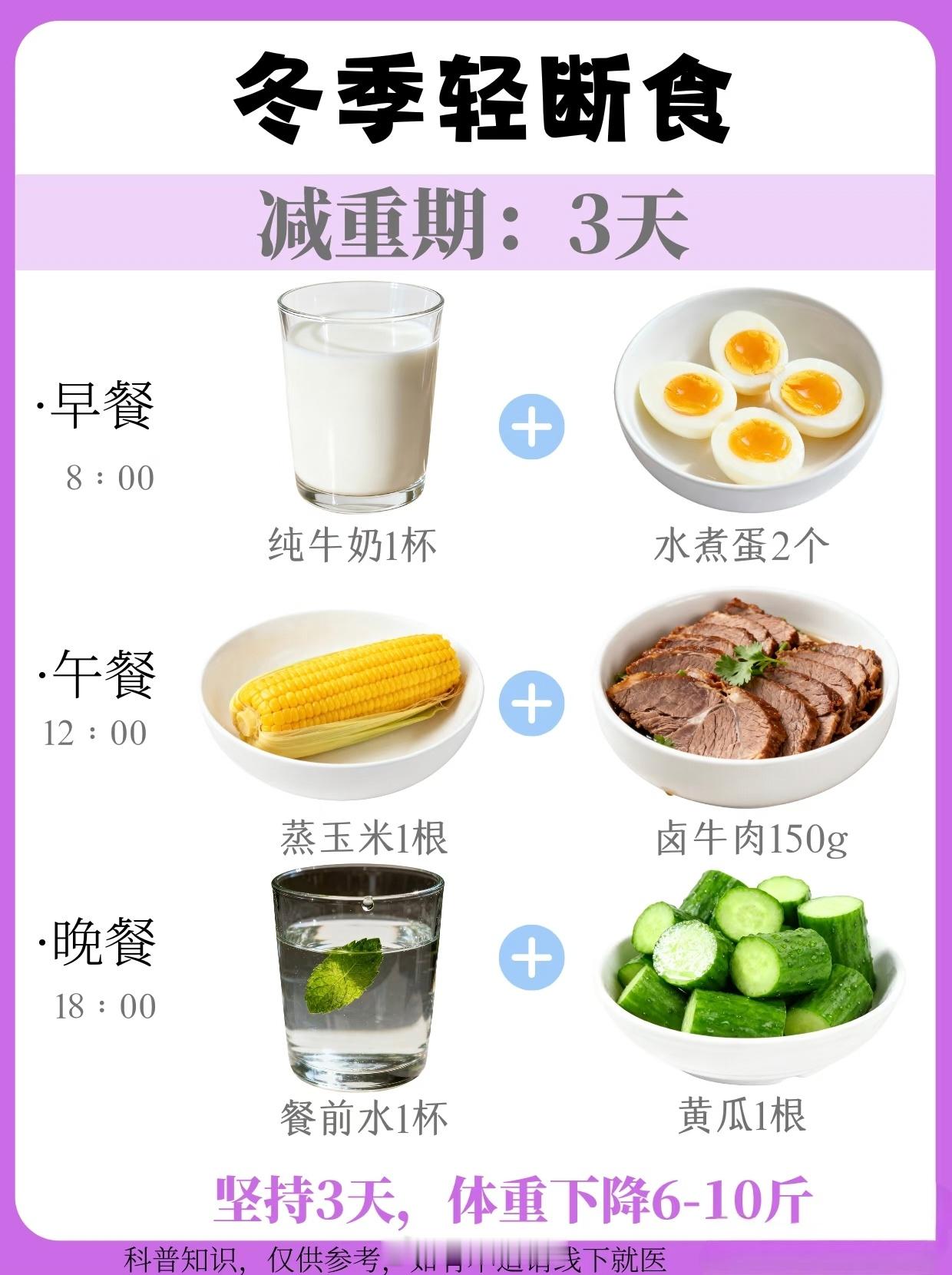 冬季轻断食。只需要3天，体重可下降6-10斤（因个人体质而异哦）有没有需要的姐妹