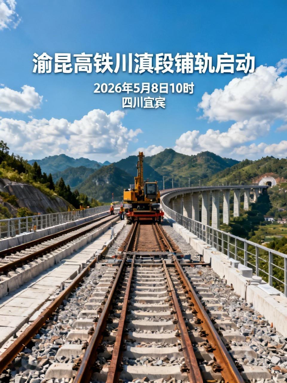 渝昆高铁川滇段有新动态啦！2026年5月8日10时许，于四川省宜宾市渝昆高铁桥咀