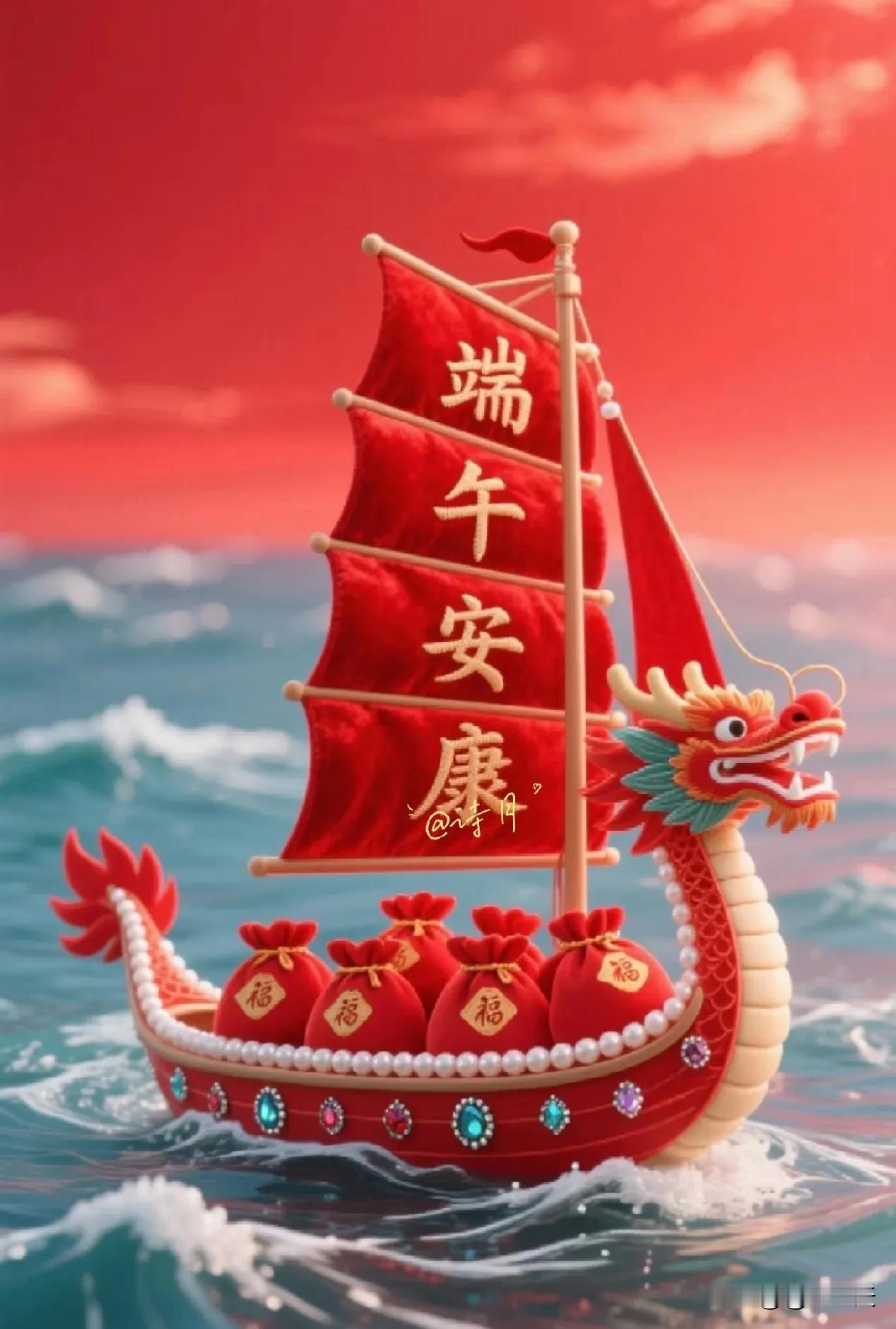 端午佳节粽飘香龙舟竞渡闹三江菖蒲艾草门前挂驱邪祈福好运长[