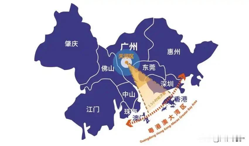 传统看地图的误解，觉得大湾区是这样的正A字架构，所以大湾区之芯就南沙。但是其