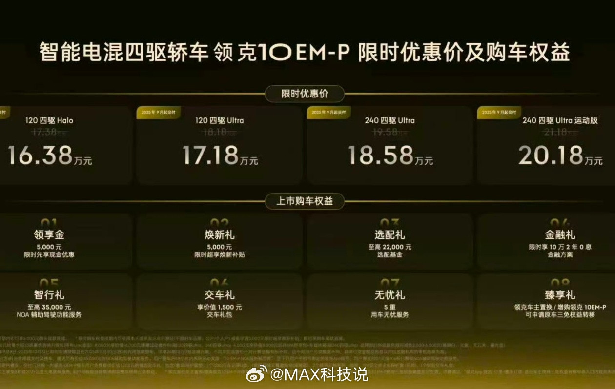 不降价打价格战，那直接一步到位打价格战领克10EM-P，17万就标配英伟达Th