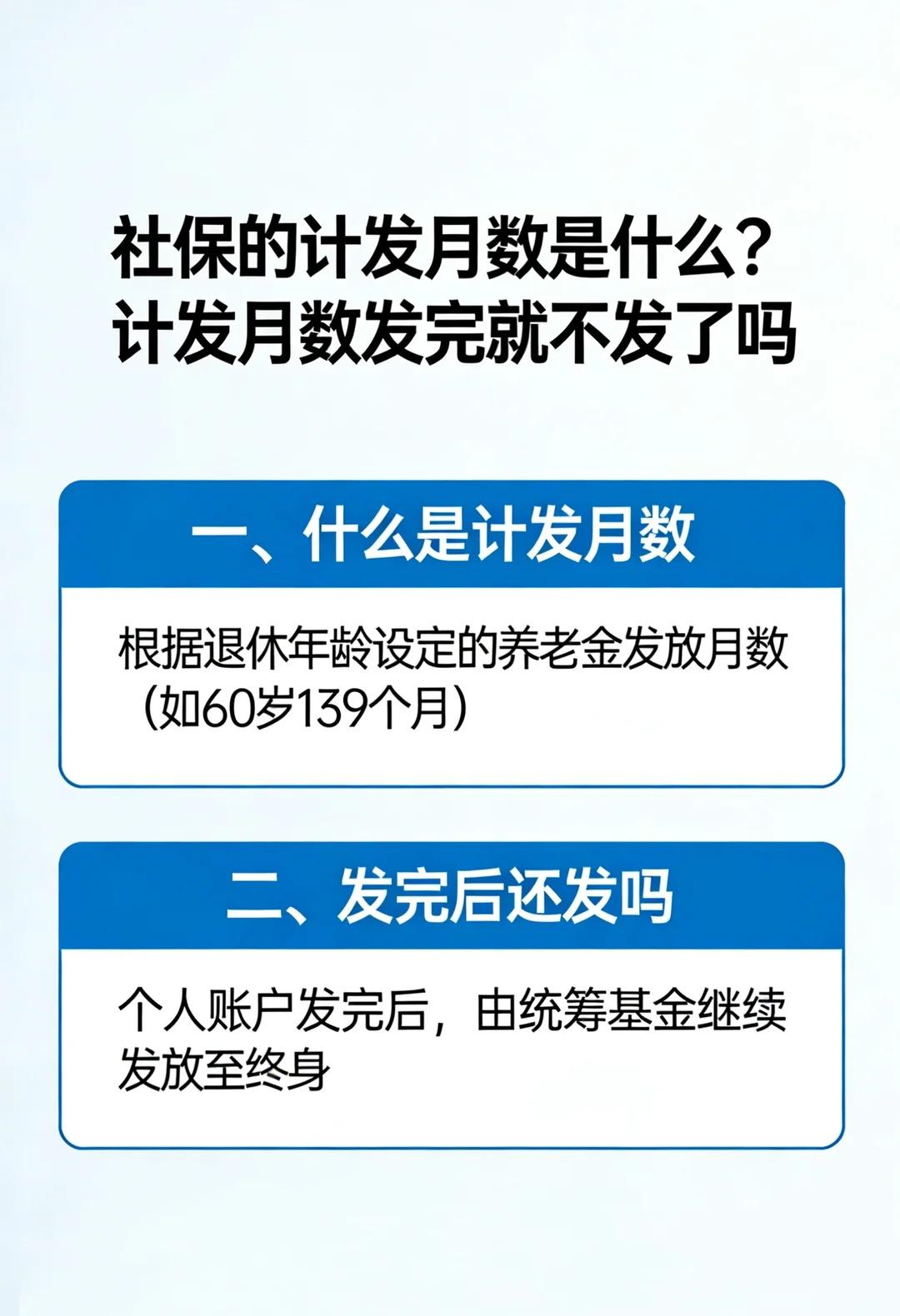 社保的计发月数是什么？发完就不发了吗我们都知道，养老金是有个人账户养老金计发月
