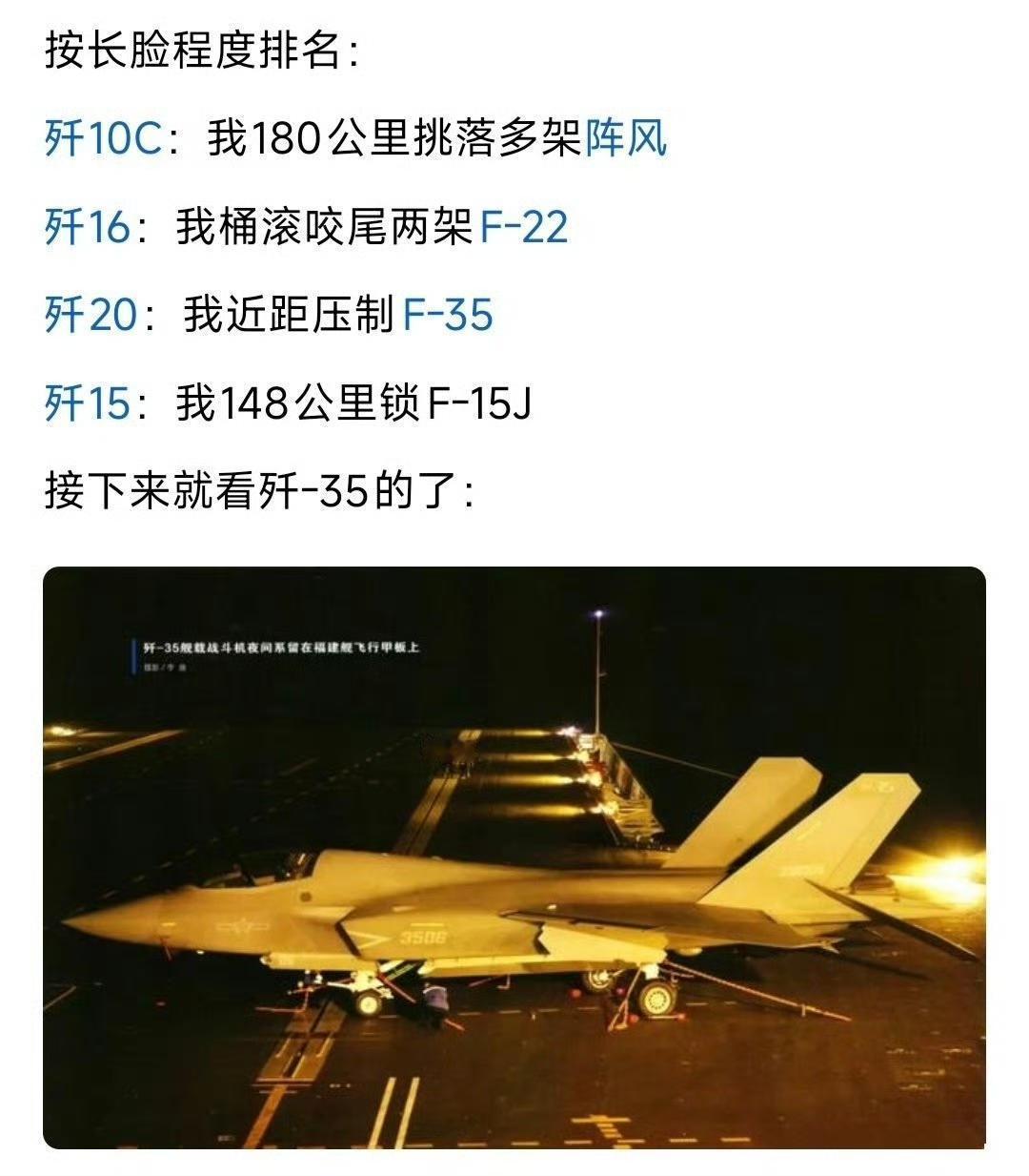歼10C、歼16、歼20、歼15都有战绩，接下来就看歼35的了！各位兄弟，别