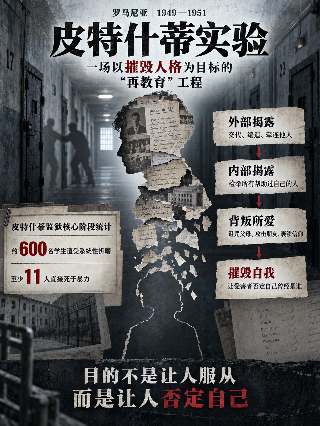 皮特什蒂实验：罗马尼亚红色政权的"人格摧毁"工程1949年至1951年间，罗马尼