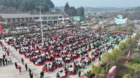 村庄免费年猪宴每天400桌3万人赴约有人5点来近日，四川资阳乐至县高寺镇清水村