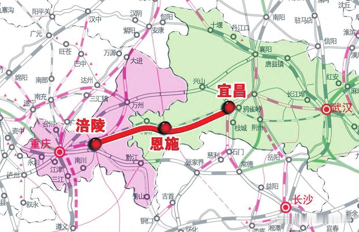 宜昌至涪陵高铁建成后，全程实现350公里/小时高铁运行，宜昌至重庆北动车运行时间