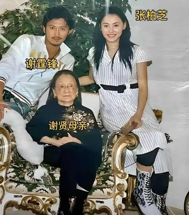 2007年，谢霆锋和张柏芝前往温哥华探望95岁高龄的奶奶，三人留下了这张珍贵的合