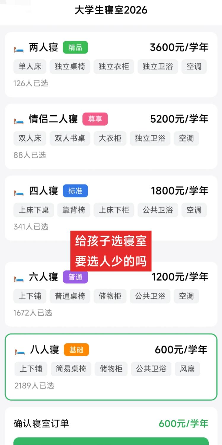现在居然有大学可以自己选宿舍房型了，如果是你，你会选哪一个？