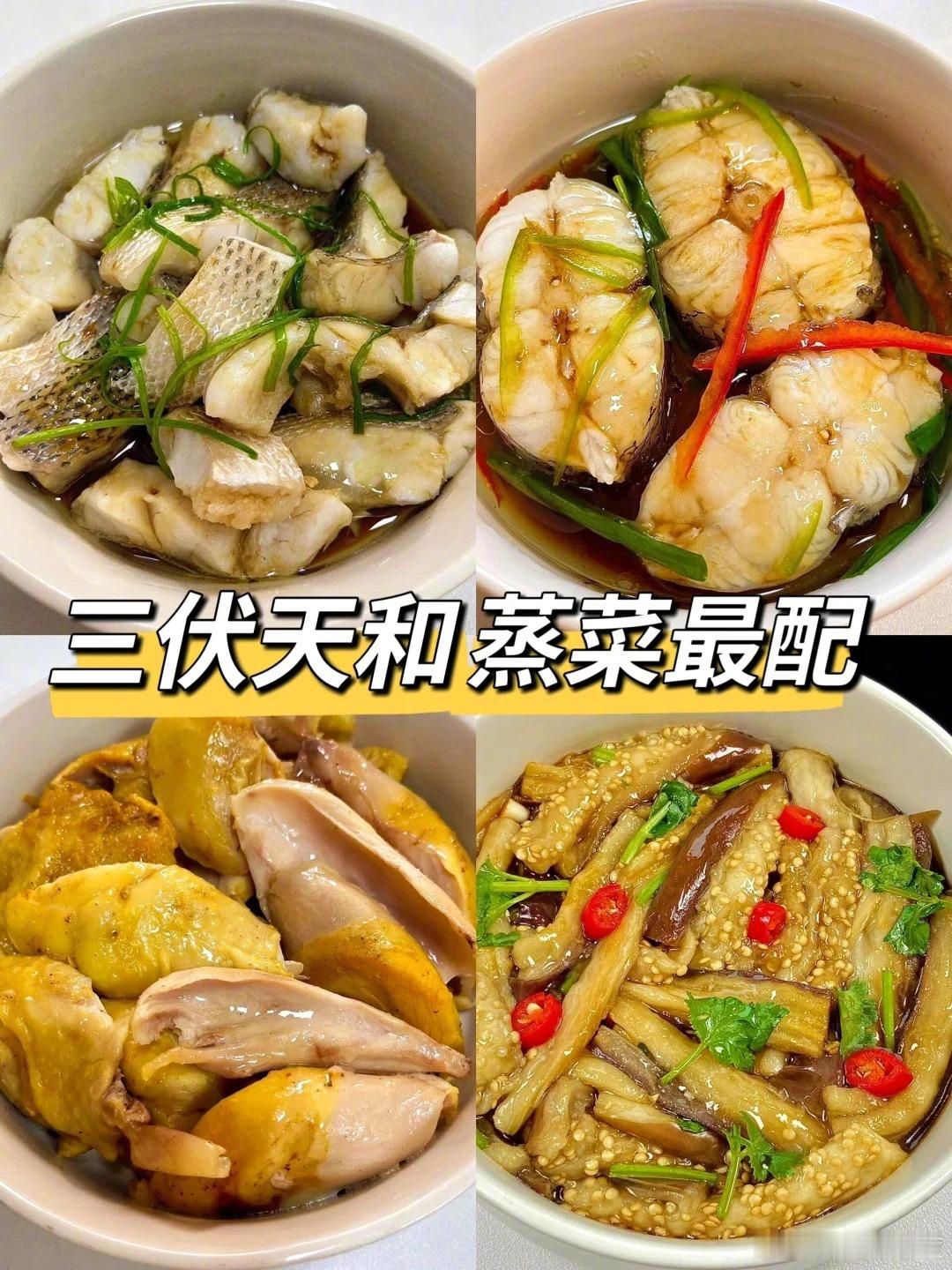 夏天常吃4款蒸菜，营养不上火！越吃越健康🐟清蒸鲈鱼🐟清蒸鳕鱼🍗盐焗鸡腿🍆