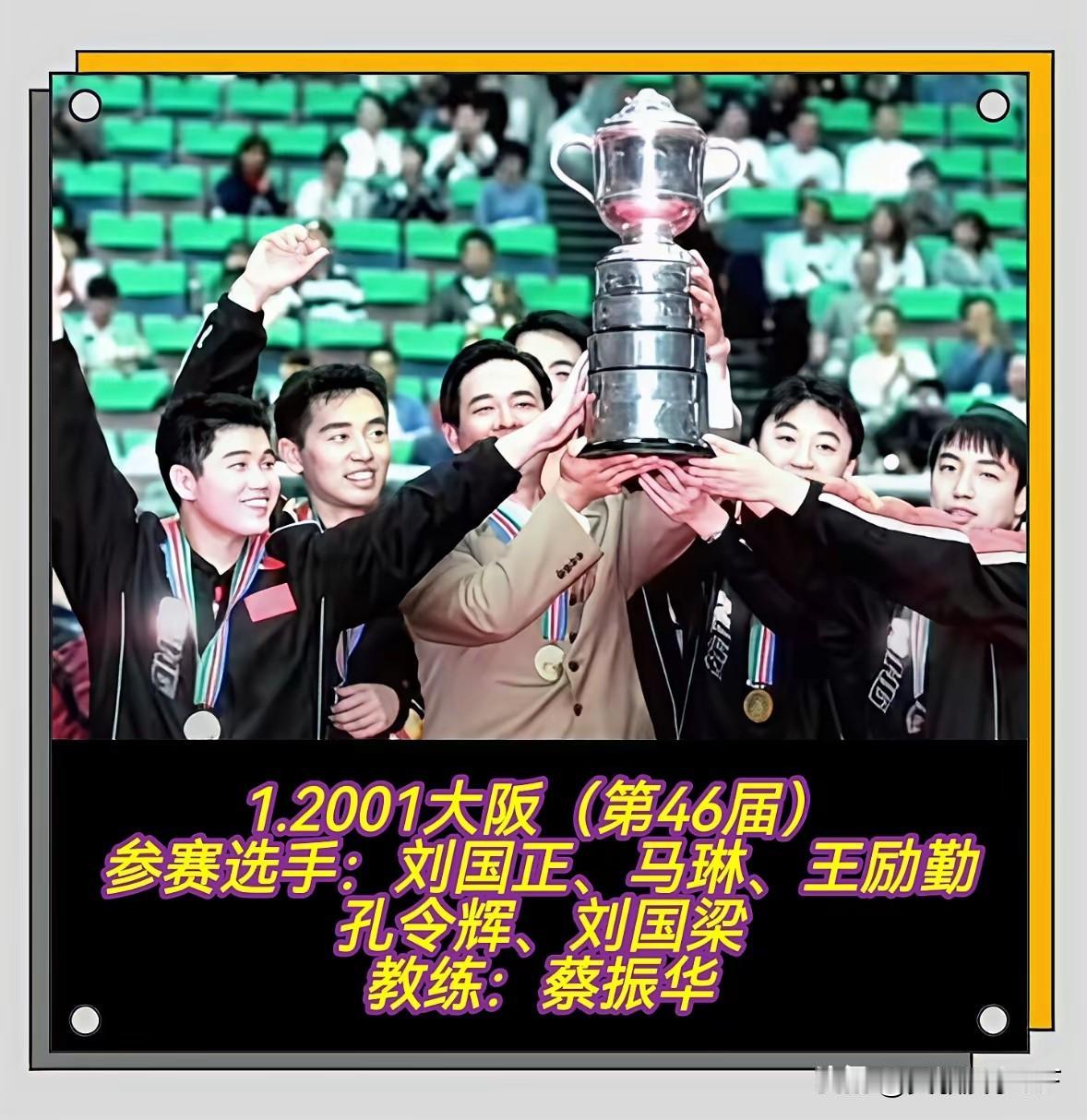  国乒连续12年斩获世乒赛团体冠军，实力没得说！从2001年大阪世乒赛的蔡振华指