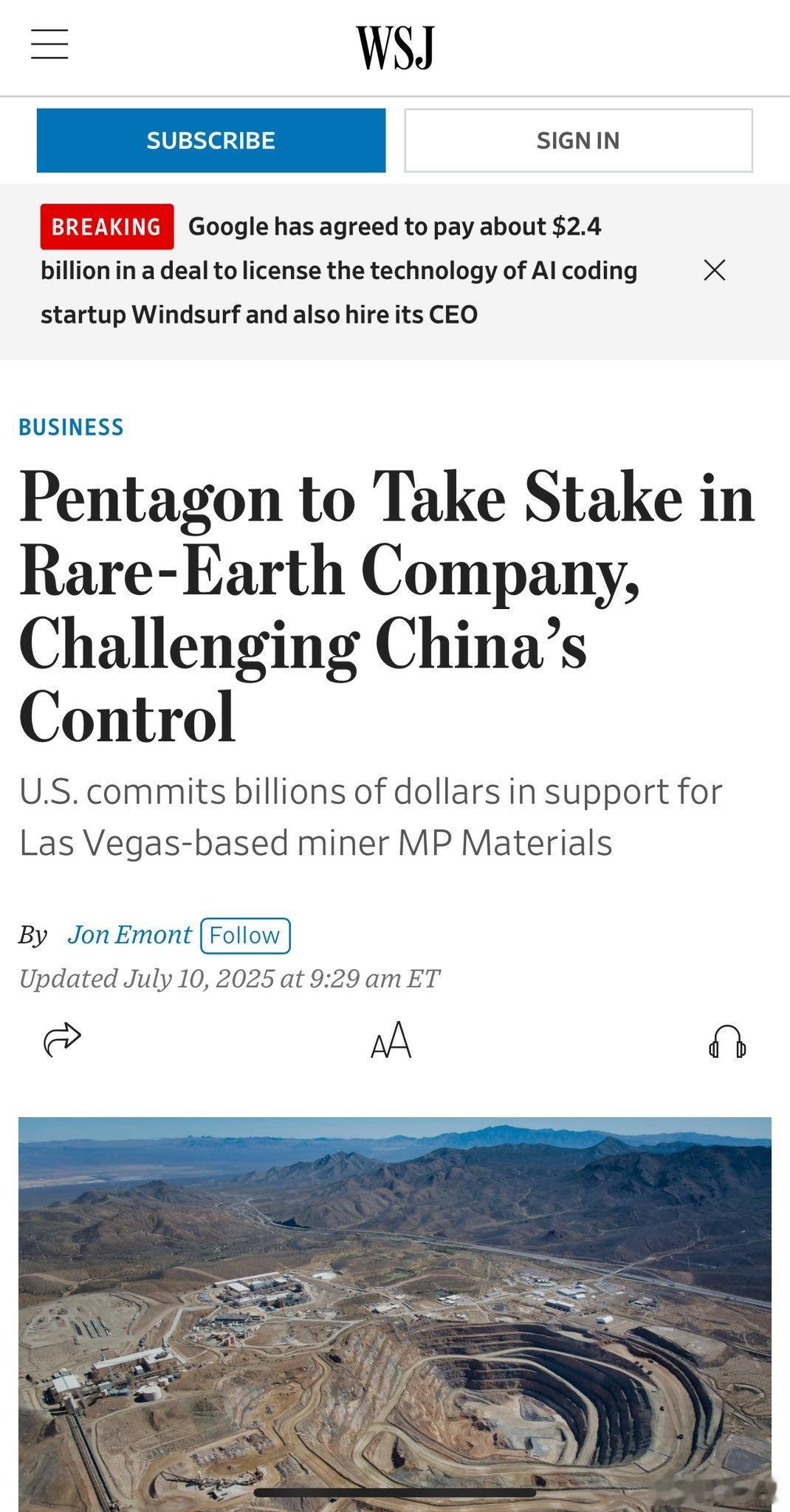 美国重振稀土业，国防部4亿入股美国老牌稀土矿。​​​