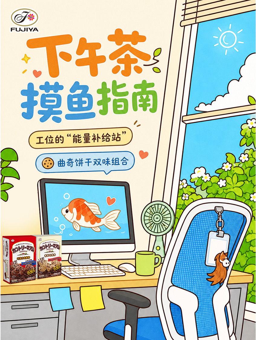 不二加点料打工人的下午茶，不求多精致，主打一个“快”字⚡不二家曲奇饼干，工位抽