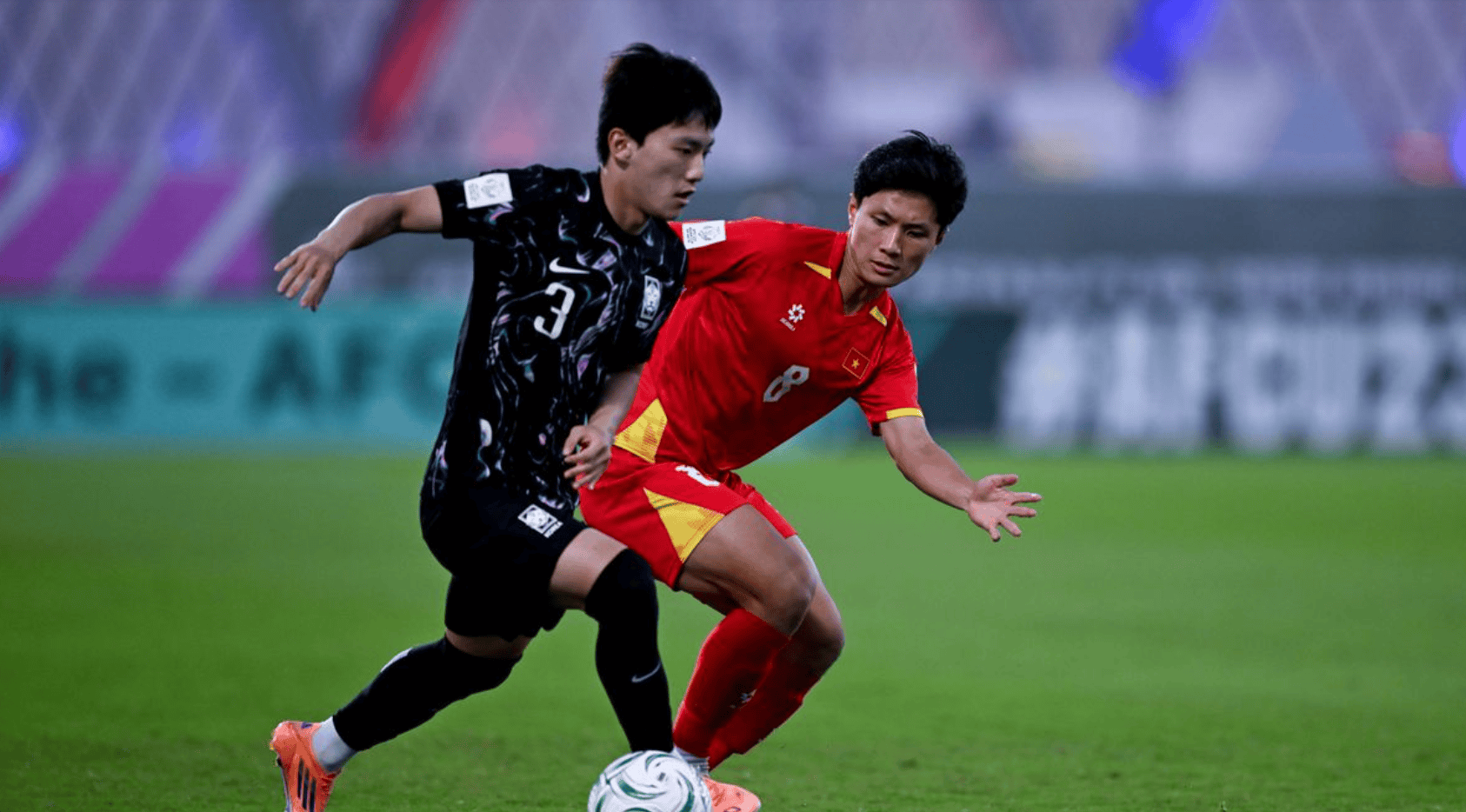 越南总比分9-8韩国全场数据: 控球率24.4%-75.6%, 射门5-32