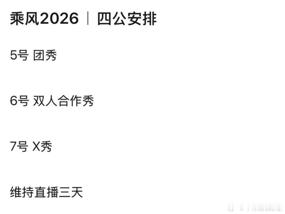 乘风2026浪姐四公分组和曲目🎶乘风2026