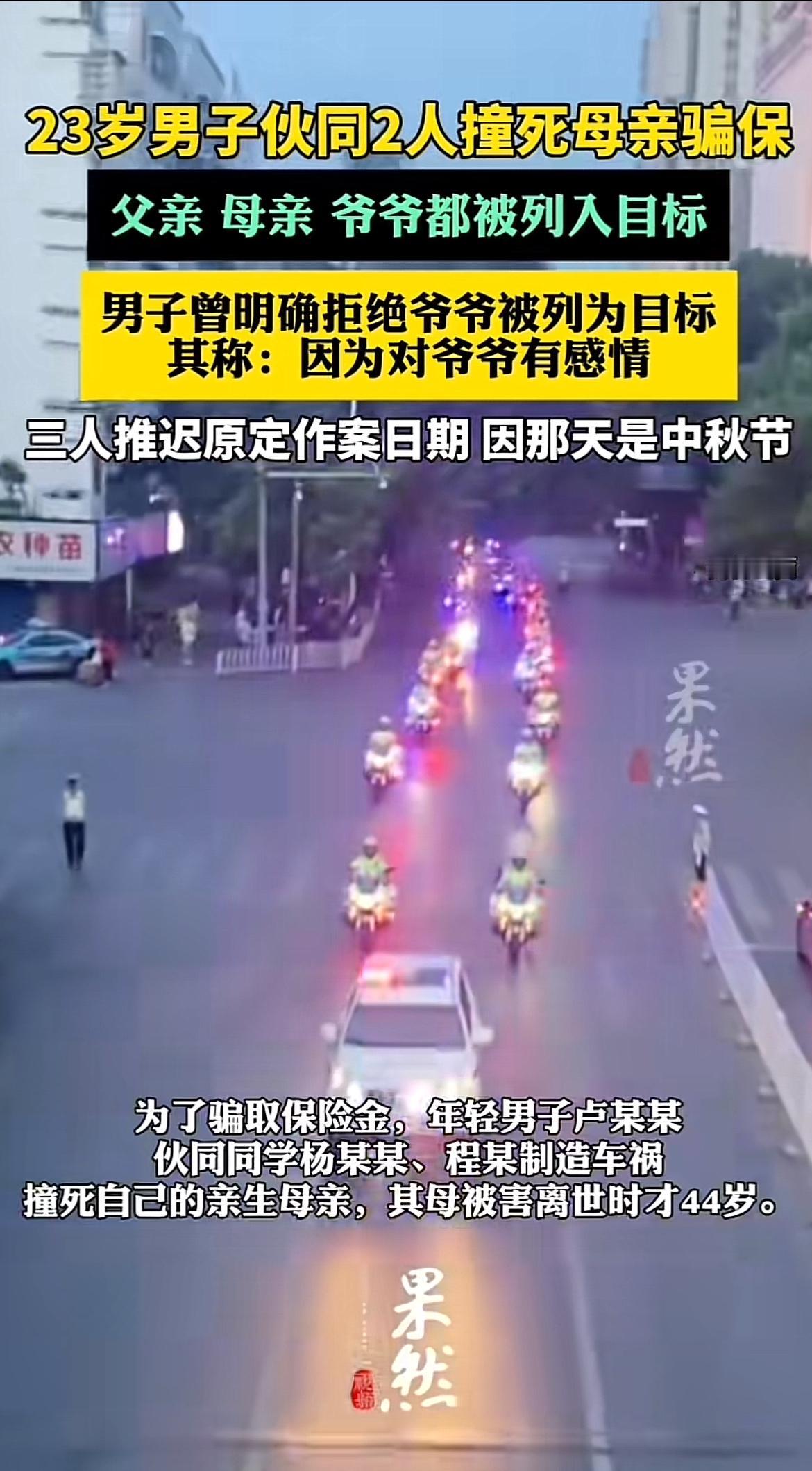 这事儿简直跌破人伦底线!23岁男子卢某某伙同杨某某等人,为骗保制造车祸撞死亲生母