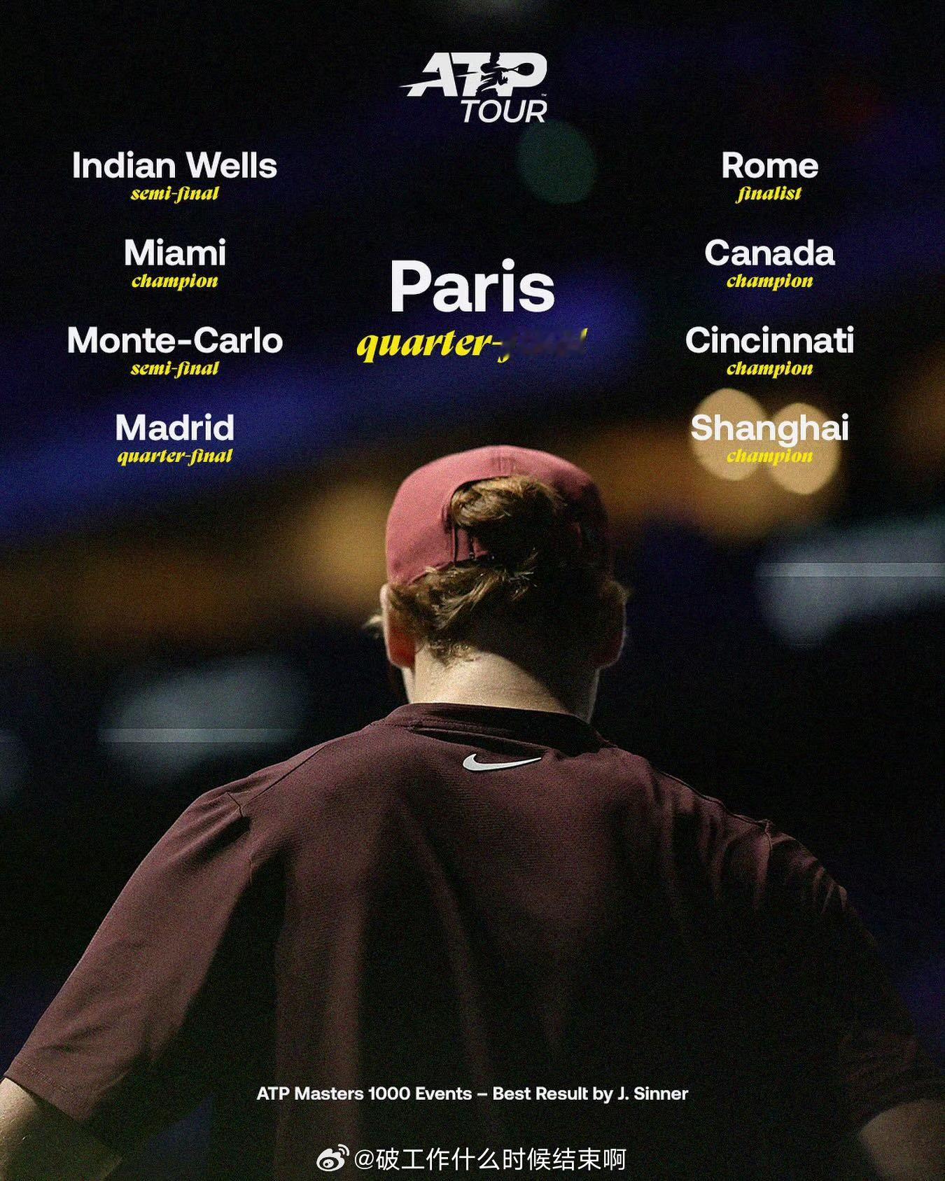 📢辛纳解锁大师赛全八强📍【ATP1000巴黎大师赛】🎾辛纳2-0（7-5