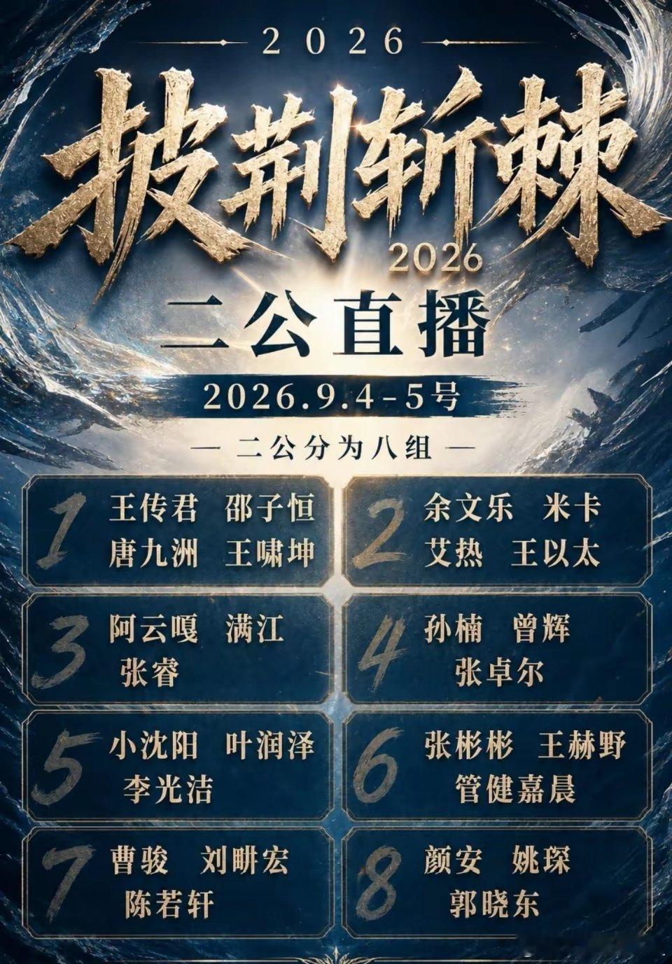 《披荆斩棘2026》二公淘汰名单定了虽然不是很想让他走但是除了欢子能回来淘汰叶润泽几乎就是板上钉钉的