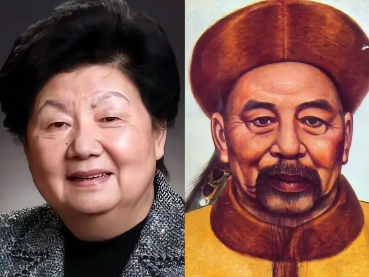 下图是左宗棠和左焕琛的对比照，左焕琛是左宗棠的第四代孙，她也是左家唯一一位真正从
