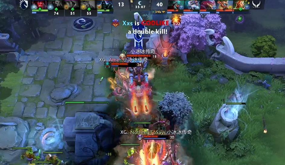 XGvsLiquid第二局，XG将开局抢赏金符取得的优势顺利转化到了对线期并