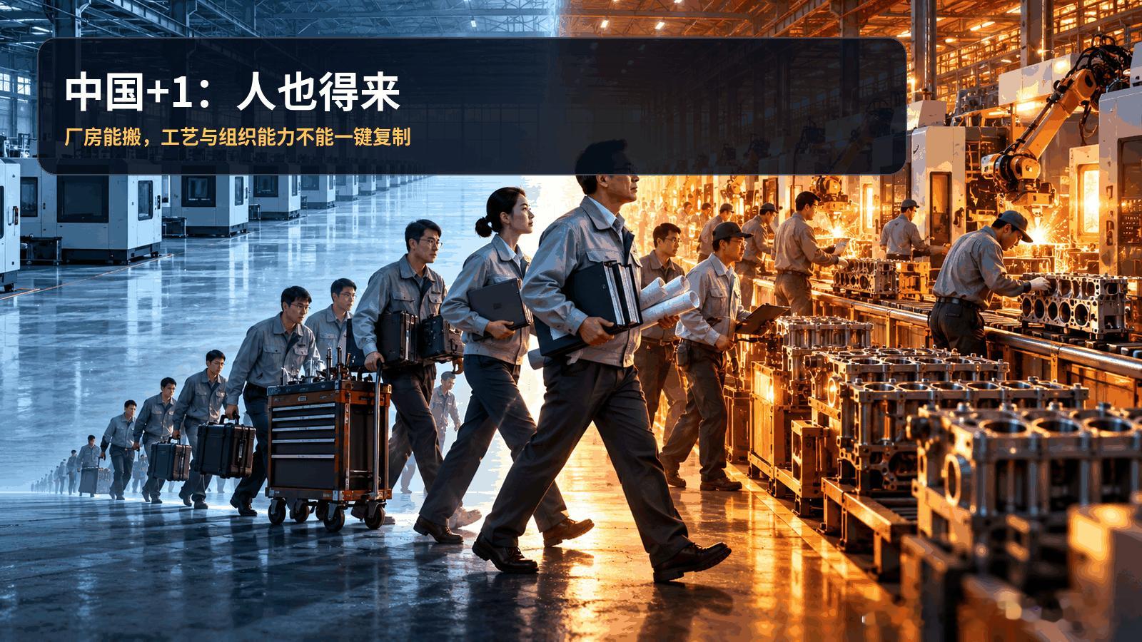 制造业回流：中国+1++中国人美国想让制造业回流，结果先出现了一个意外版本：工厂可以从中国搬走，机器