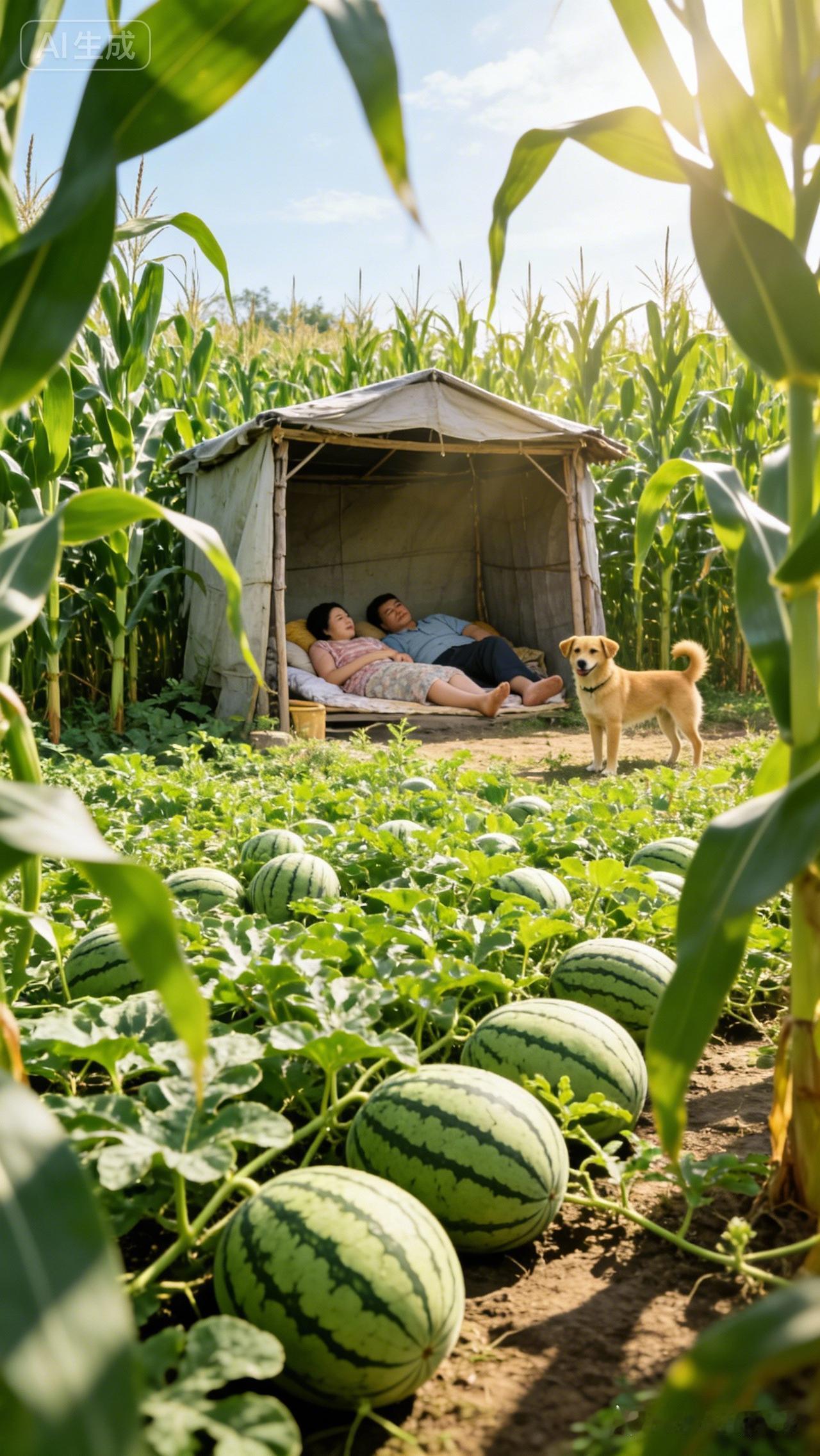 夏日田园野餐，西瓜和玉米的完美组合！🌽🍉