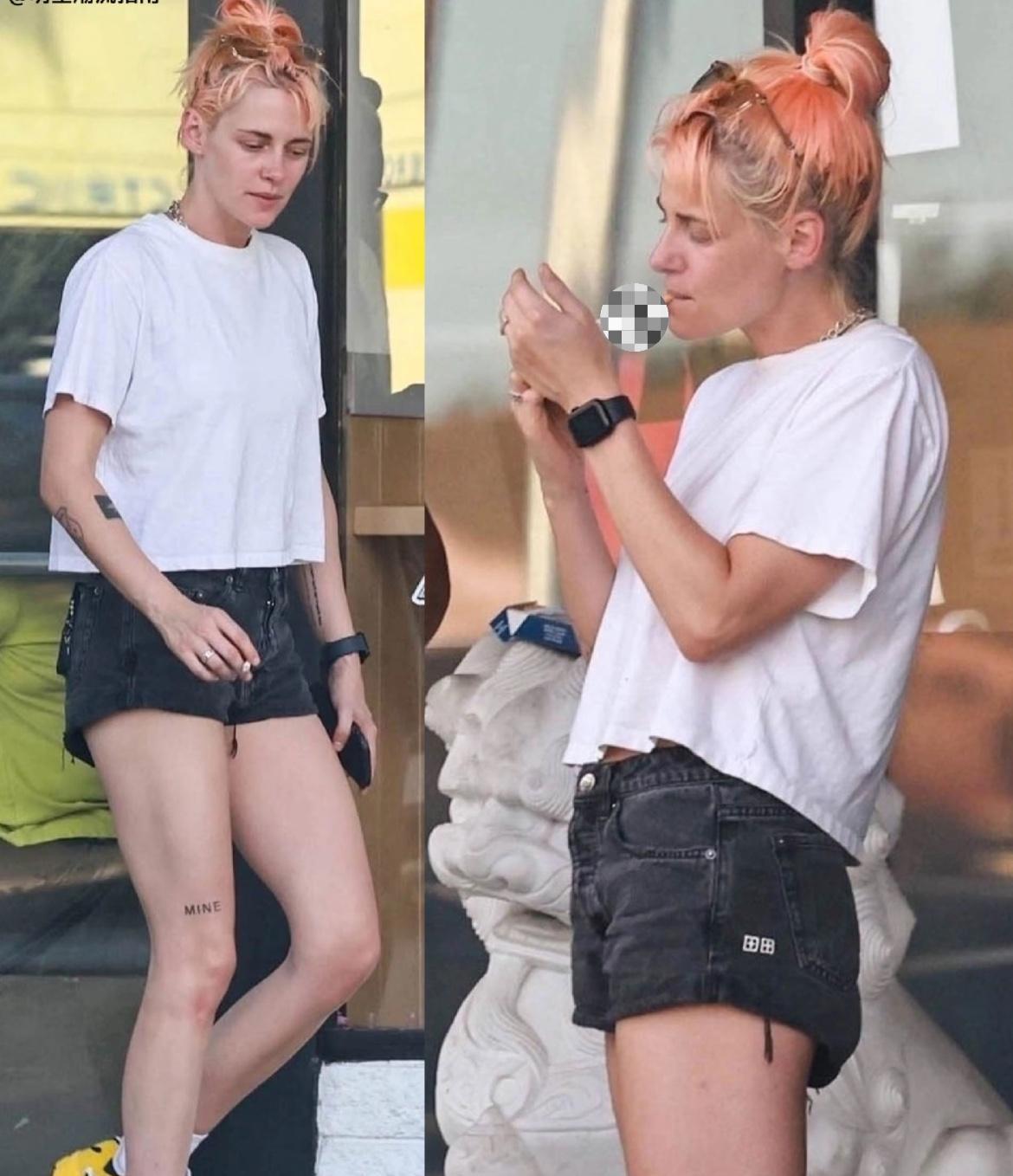 暮光女小K休闲装素颜现身洛杉矶她到底经历了啥，颓成这样，和暮光之城时期相比