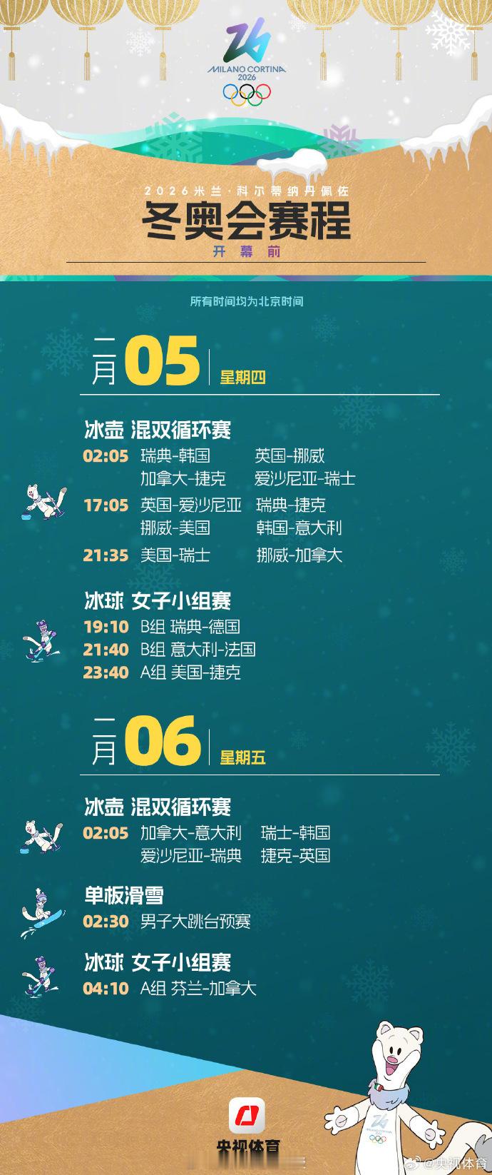 米兰冬奥会追赛指南米兰冬奥会赛程观众朋友们安排好时间观赛米兰冬奥会2月6日至