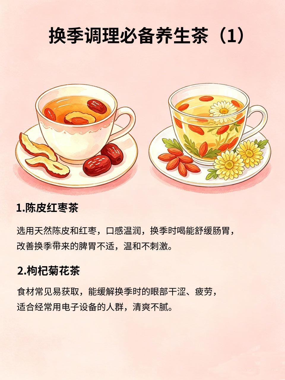 这4种养生茶，换季调理必备收藏换季气温波动大🌬️，脾胃易虚弱🥣、免疫力下降