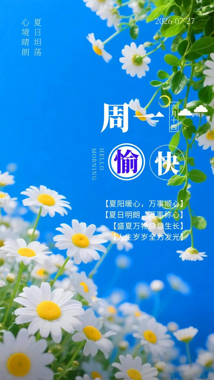 夏晨问安，心拥坦荡越千山，四季安然度长夏。2026./07.27.