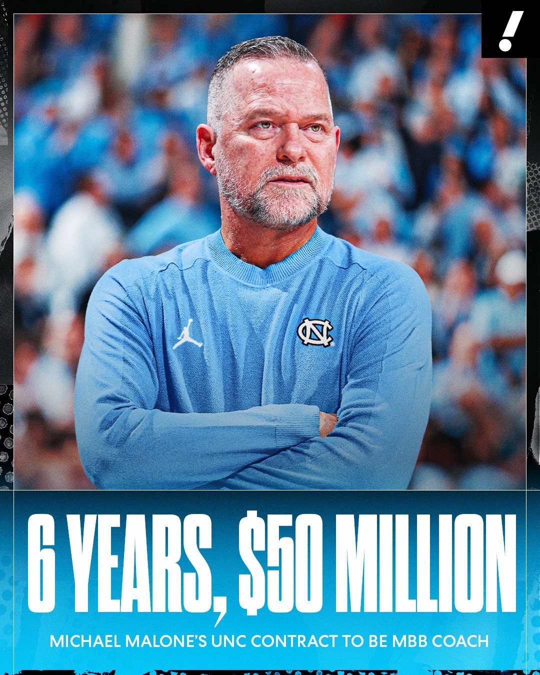 迈克-马龙与北卡罗纳大学的合同为6年5000万美元！833万的年薪让他成为了NC