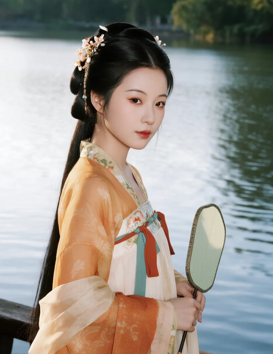 湖边穿汉服的小姐姐，你会多看一眼么？