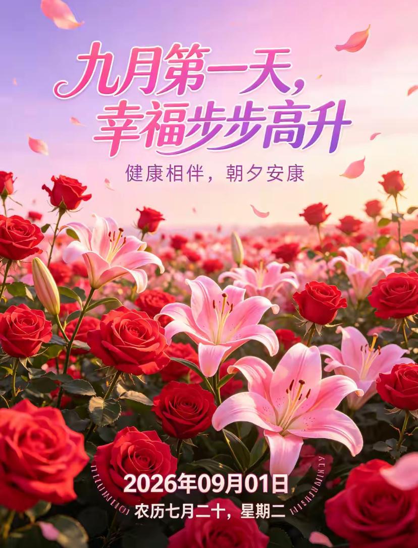 2026./9月1日，清秋入卷人静好，风送佳言百事安🌺云淡风清