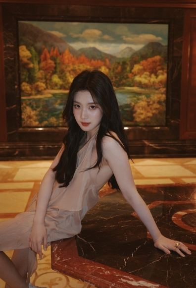 这么性感的照片，这女明星脚下居然踩着运动鞋