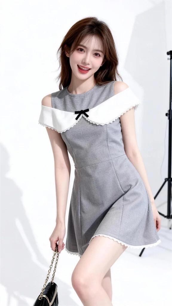 约会必备，生日小裙安排咯蝴蝶结设计连衣裙无袖蝴蝶结抹胸裙甜甜的小裙裙超美的