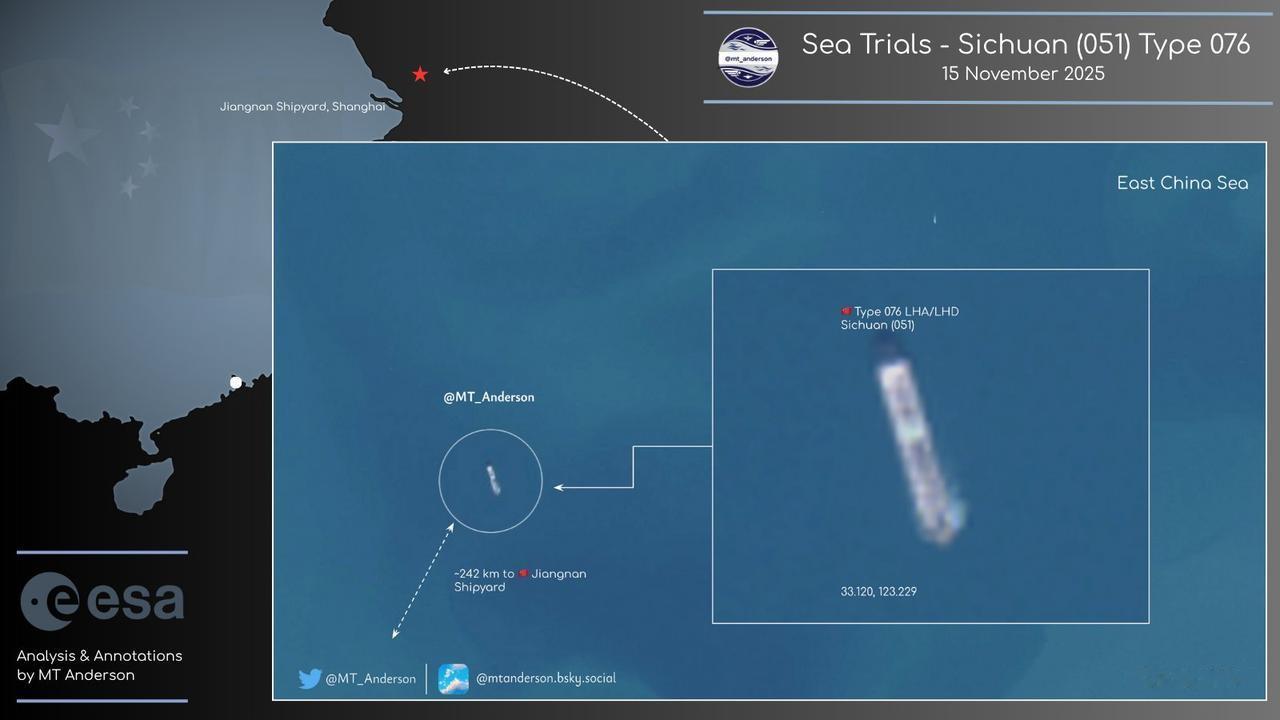 就在美国关注中国海军福建舰，山东舰出动的时候，美国还关注到，在11月15日，首次