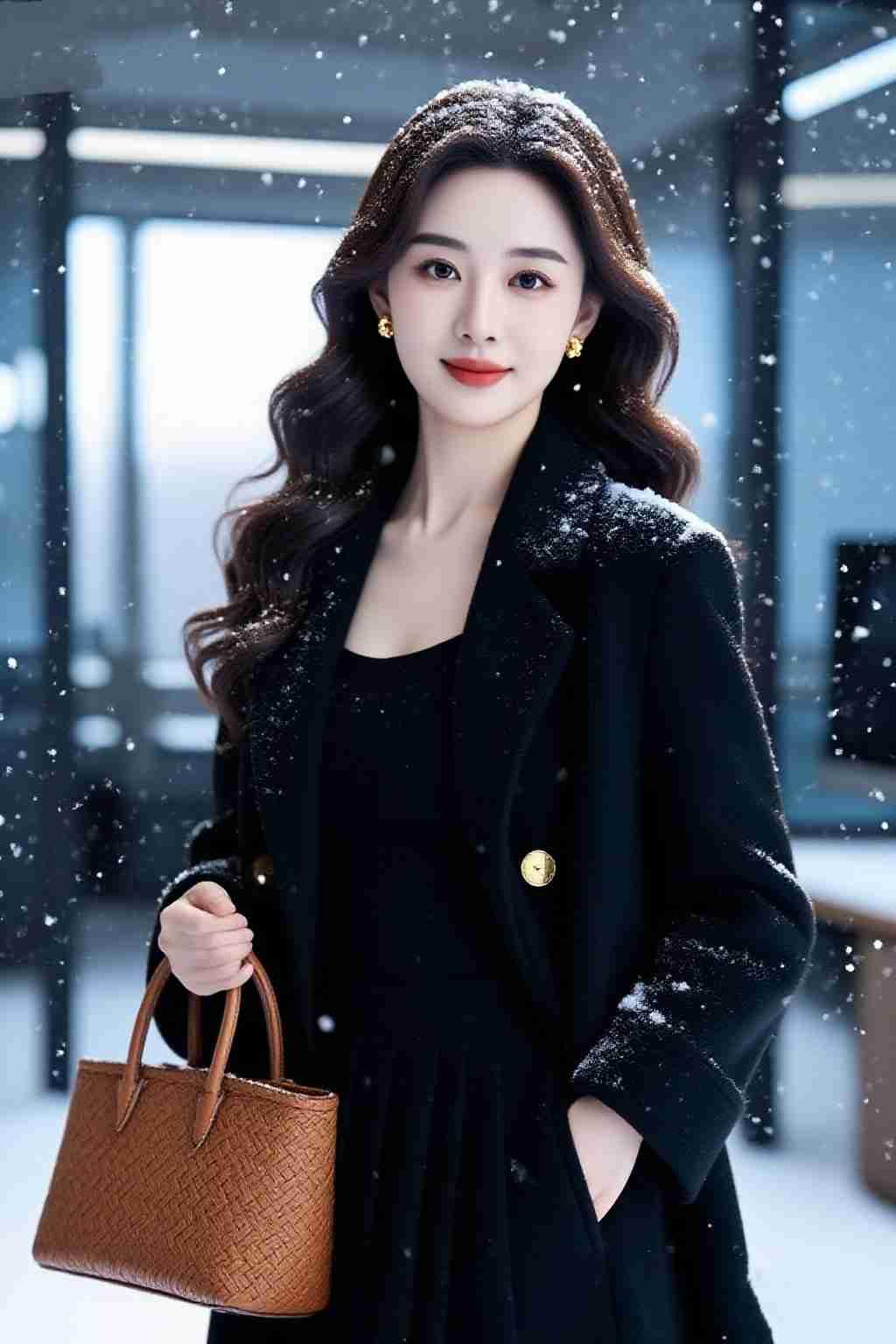 我的今日状态：😁轻松愉快我这里的天气：❄️下雪《雪落黑裳》雪粒吻上黑