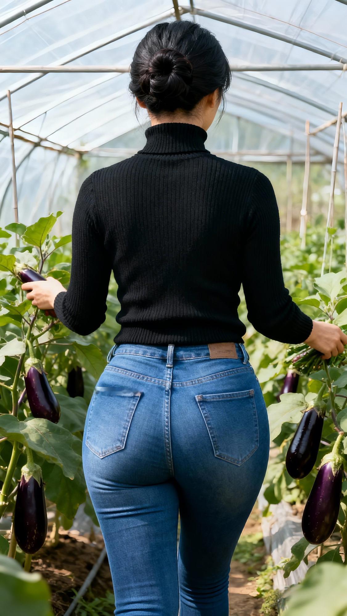 温室的光透过透明穹顶，漫洒在层层叠叠的茄叶间。深紫的茄果垂在枝桠，墨绿的叶片摩挲