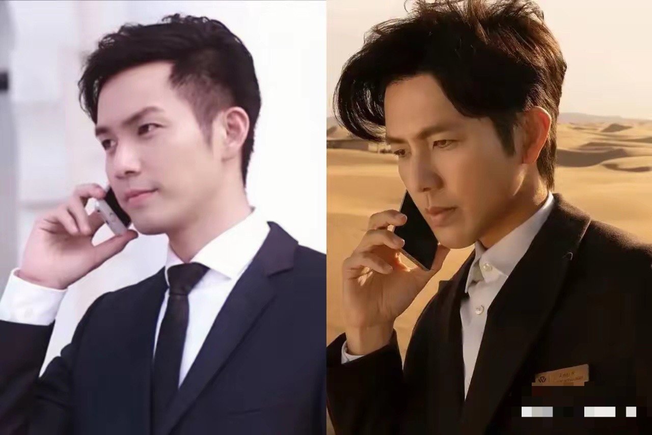 左图是39岁的钟汉良拍摄《何以笙箫默》的剧照，右图是51岁拍摄《蜜语纪》，12年