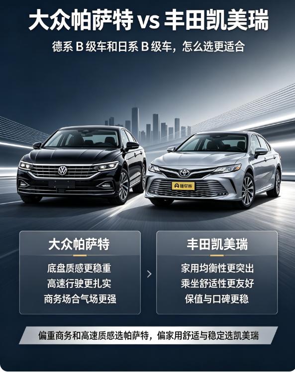 都是知名度较高的合资B级车，帕萨特凯美瑞选买真实对比。帕萨特终端优惠后入门价更
