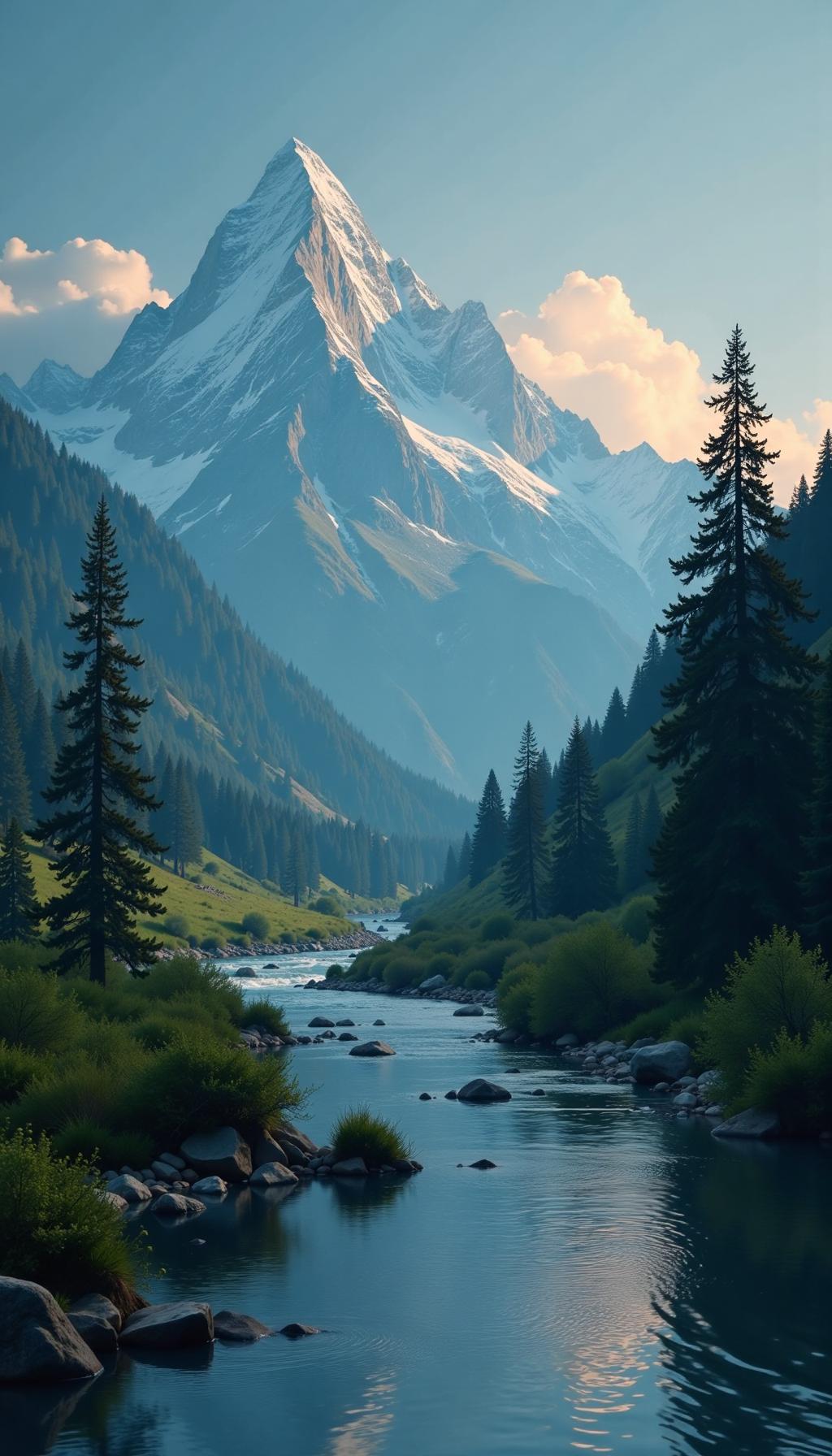 七言律诗·山河予怀远山叠翠接苍穹，万里清光入眼中。云逐长风游旷野，溪