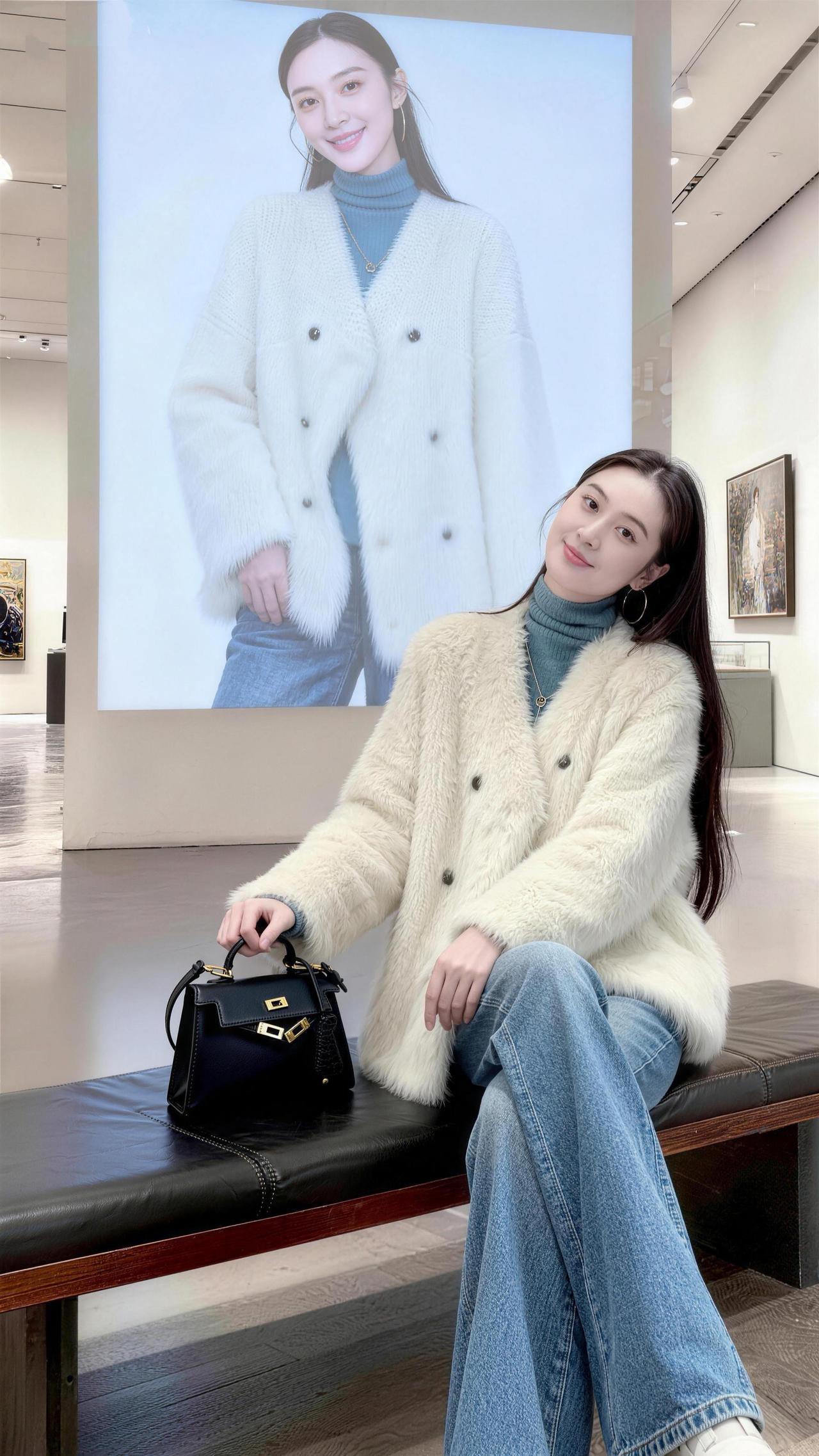 秋冬穿搭指南毛绒外套+牛仔裤时尚又保暖温柔风