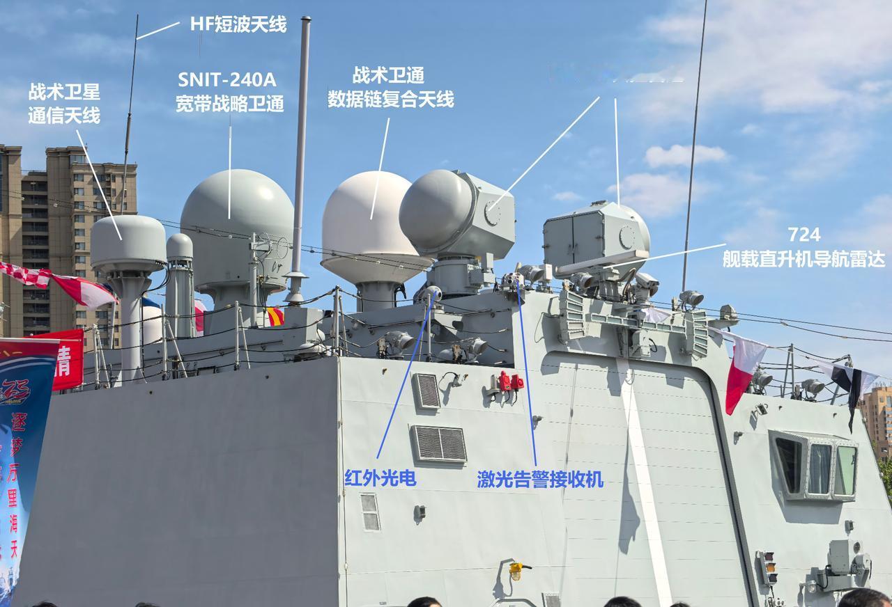 054A型539“芜湖”舰机库上方的电子设备：🔴MR-90火控雷达：海红旗-